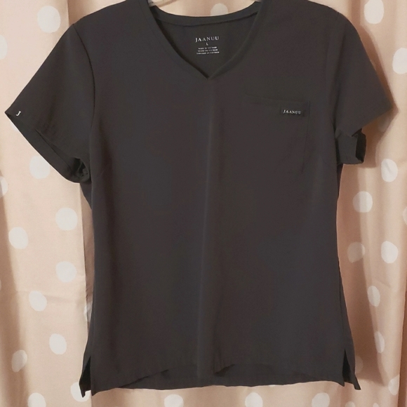 Jaanuu Woman's "2 Pocket Tuck -in Scrub Top" Slate Grey Sz Large - Picture 4 of 4